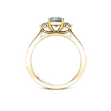 BAYSENBERRY - Emerald cut and Round Brilliants Trilogy Engagement Ring in Yellow Gold - HEERA DIAMONDS
