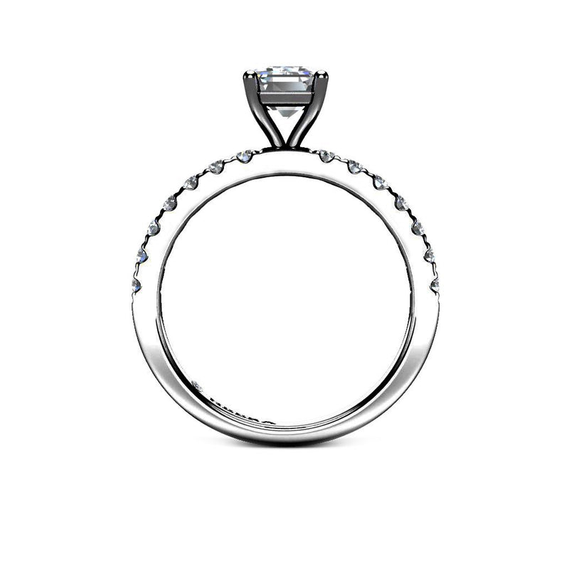 CASSANDRA - Emerald Cut Engagement Ring with Diamond Shoulders in Platinum - HEERA DIAMONDS