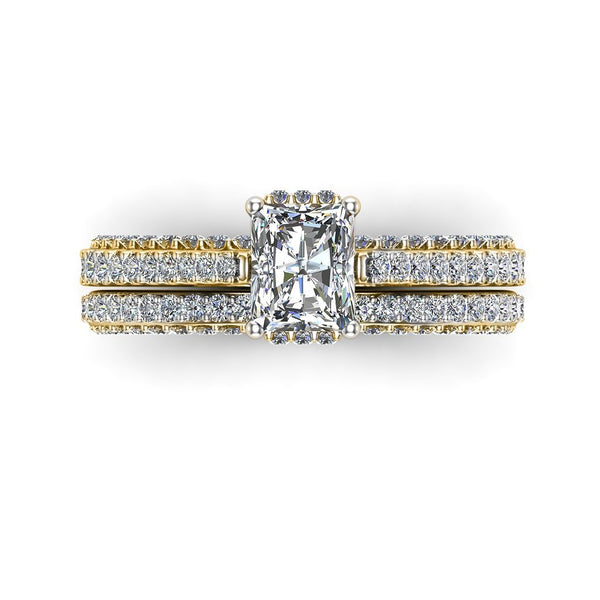 Emerald Cut Pave Solitaire Engagement Ring in Yellow Gold - HEERA DIAMONDS
