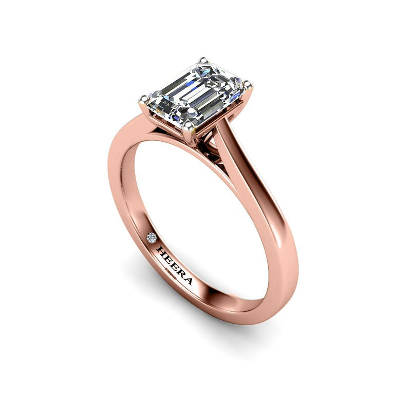 JORJA - Emerald Cut Solitaire Engagement Ring in Rose Gold - HEERA DIAMONDS