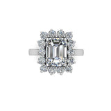 FLORA - Emerald Diamond Engagement Ring with Flower Halo in Platinum - HEERA DIAMONDS