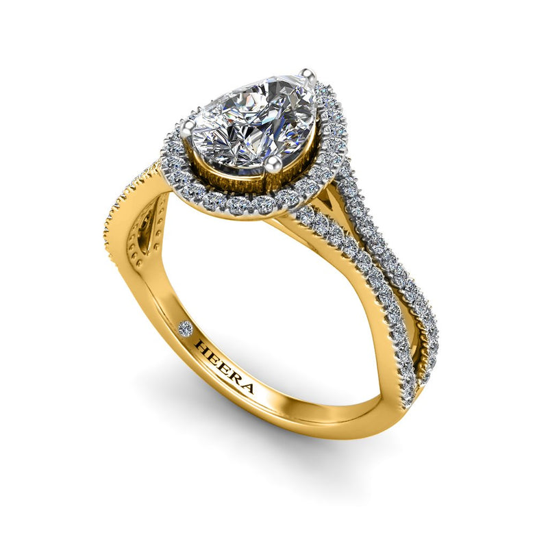 HELENA - Pear Engagement Ring in Yellow Gold - HEERA DIAMONDS