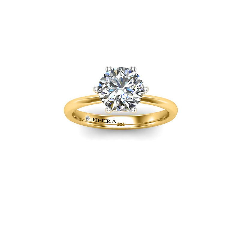 DAMARIS - Round Brilliant Solitaire Engagement Ring in Yellow Gold - HEERA DIAMONDS