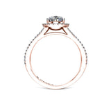 HELENA - Pear Engagement Ring with Diamond Halo and Shoulders in Rose Gold - HEERA DIAMONDS
