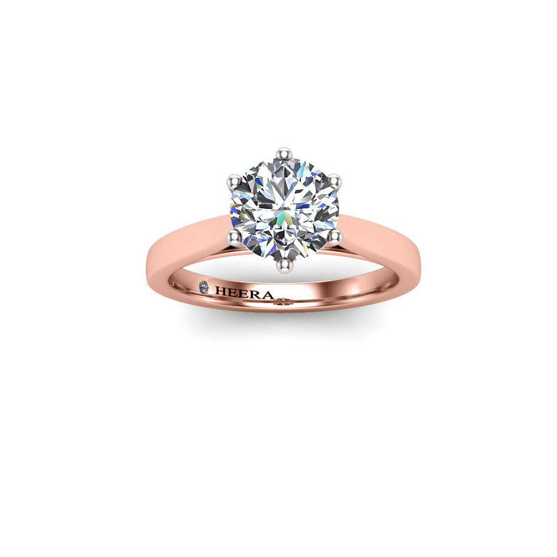 JORDAN - Round Brilliant 6 Claw Solitaire Engagement Ring in Rose Gold - HEERA DIAMONDS