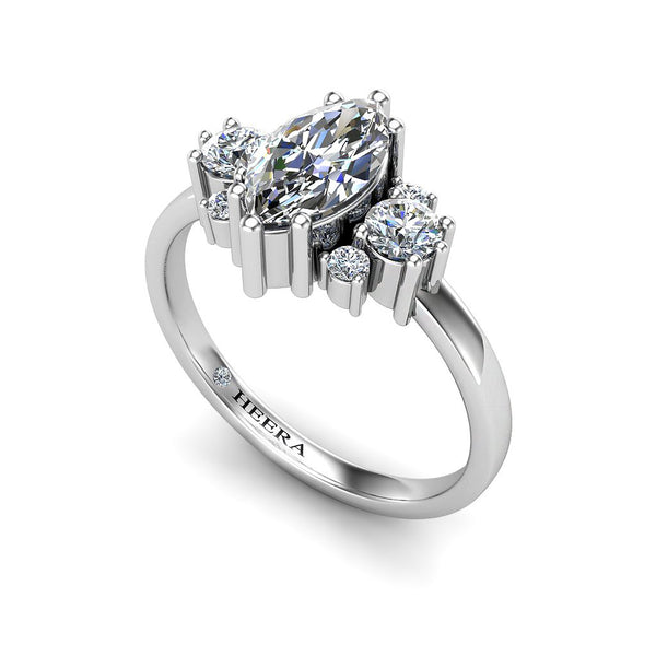 CANARY - Marquise Trilogy Engagement Ring in Platinum -Marquise  Cut - HEERA DIAMONDS