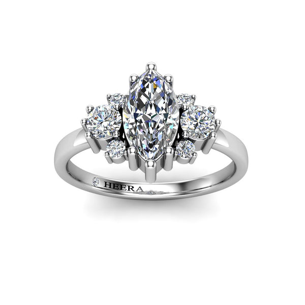 CANARY - Marquise Trilogy Engagement Ring in Platinum -Marquise  Cut - HEERA DIAMONDS