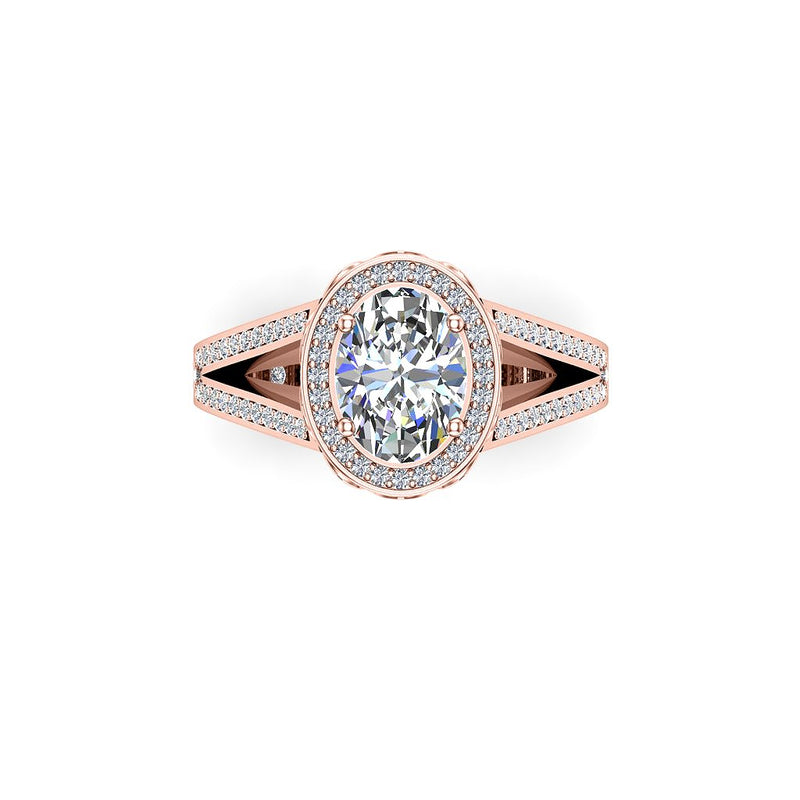 LUCIA - Oval Cut Halo Engagement Ring in Rose Gold - HEERA DIAMONDS