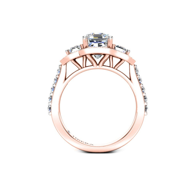 PERIWINKLE - The Emerald Trilogy Engagement Ring in 18ct Rose Gold - HEERA DIAMONDS
