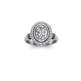 DIANA - Oval Cut Halo Engagement Ring in Platinum - HEERA DIAMONDS