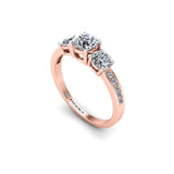 LAUREL - Round Brilliant Trilogy Engagement Ring in 18ct Rose Gold - HEERA DIAMONDS