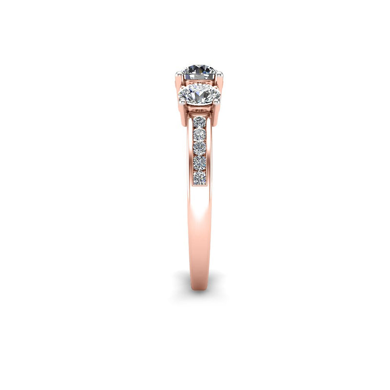 LAUREL - Round Brilliant Trilogy Engagement Ring in 18ct Rose Gold - HEERA DIAMONDS