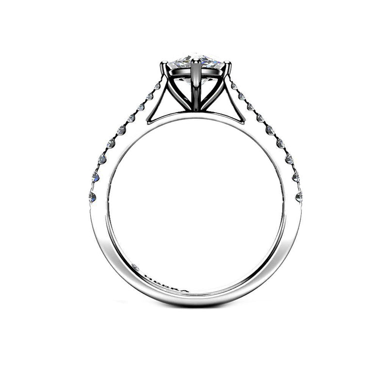 MARCIA - Marquise Cut Engagement Ring with Diamond Shoulders in Platinum - HEERA DIAMONDS