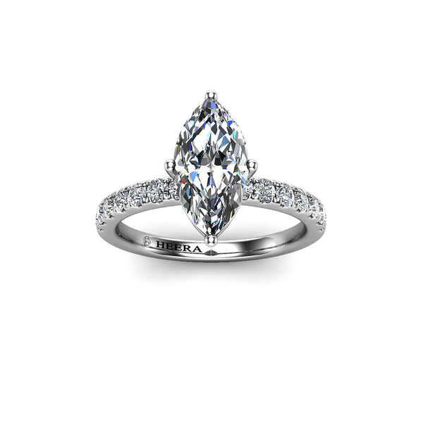 SHANTELLE - Marquise Cut Engagement Ring with Diamond Shoulders in Platinum - HEERA DIAMONDS