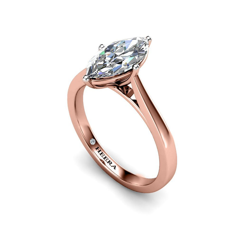 MELASIA - Marquise Cut Solitaire Engagement Ring in Rose Gold - HEERA DIAMONDS