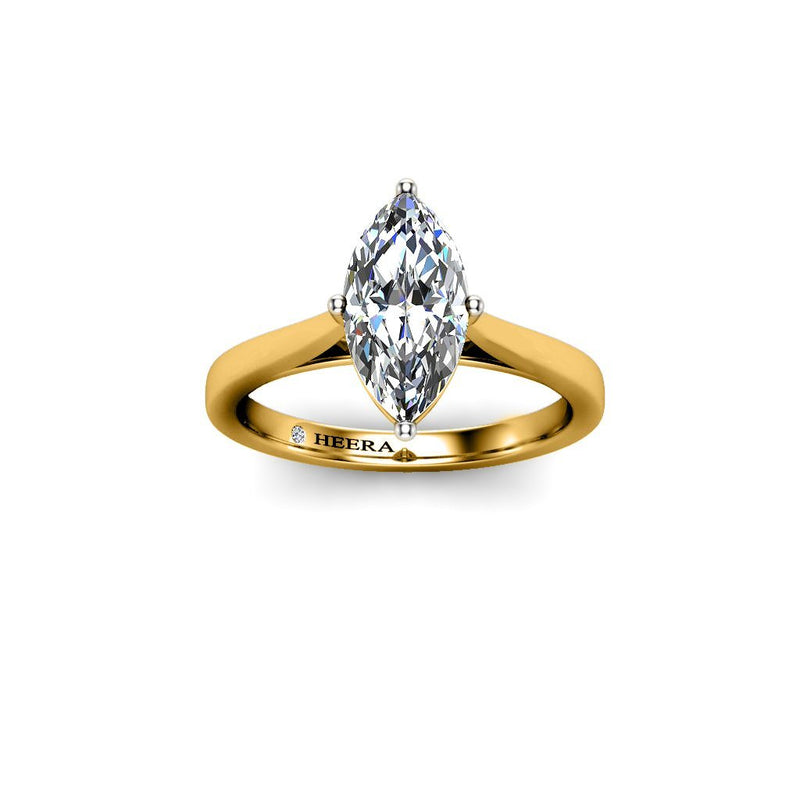 MELASIA - Marquise Cut Solitaire Engagement Ring in Yellow Gold - HEERA DIAMONDS