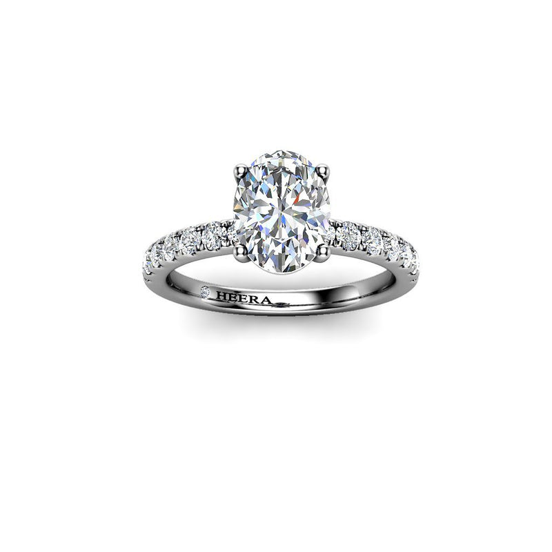 CAYE - Oval Cut Engagement Ring with Diamond Shoulders in Platinum - HEERA DIAMONDS