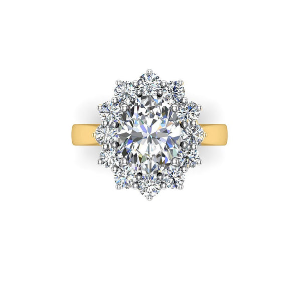 FLORENCIA - Oval Cut Engagement Ring with Flower Halo in Yellow Gold - HEERA DIAMONDS