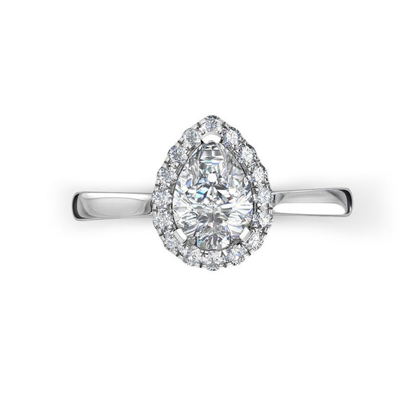 YAIZA - Pear Cut Halo Engagement Ring in Platinum - HEERA DIAMONDS