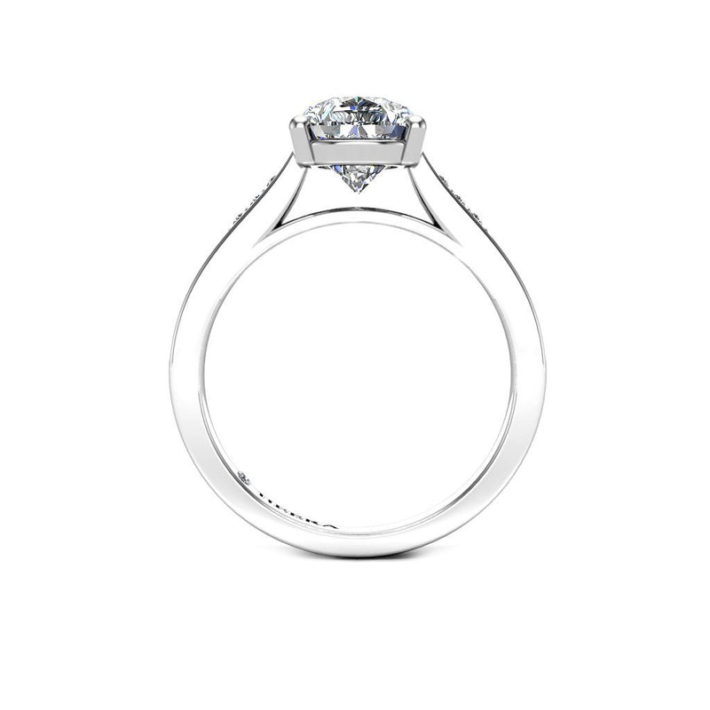 MONICA - Pear Shape Engagement Ring with Diamond Shoulders in Platinum - HEERA DIAMONDS