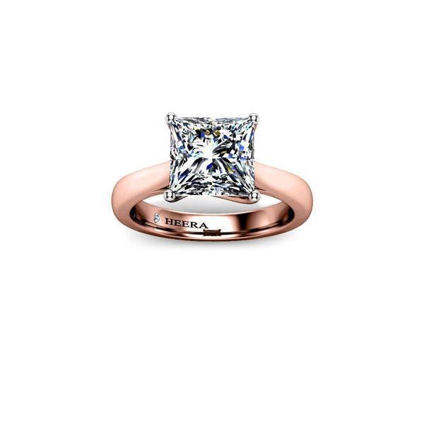 ADELAIDA - Princess Cut Solitaire Engagement Ring in Rose Gold - HEERA DIAMONDS