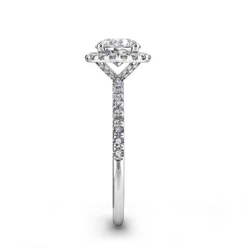 SUKAINA - Round Brilliant Halo Engagement Ring in Platinum - HEERA DIAMONDS