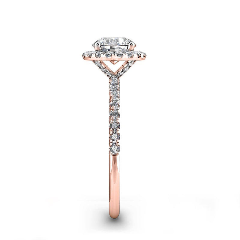SUKAINA - Round Brilliant Halo Engagement Ring in Rose Gold - HEERA DIAMONDS
