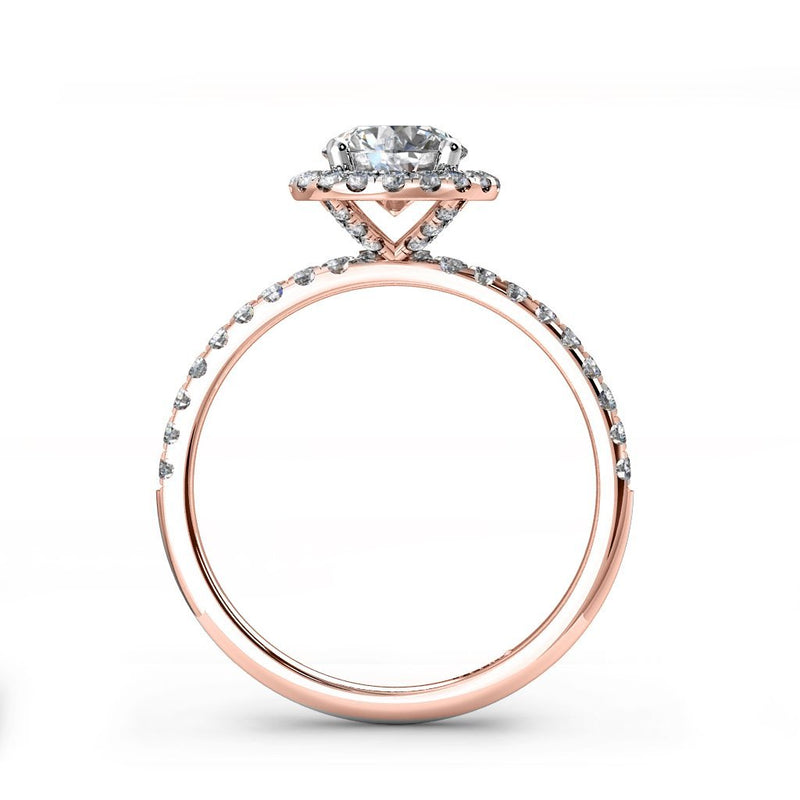 SUKAINA - Round Brilliant Halo Engagement Ring in Rose Gold - HEERA DIAMONDS