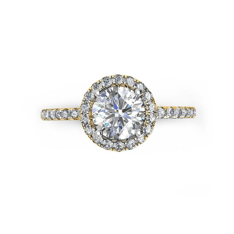 SUKAINA-  Round Brilliant Halo Engagement Ring in Yellow Gold - HEERA DIAMONDS