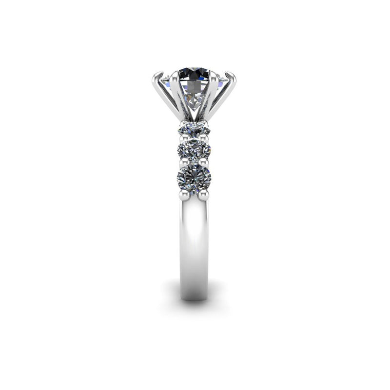 GIMENA - Brilliant Engagement Ring with Diamond Shoulders in Platinum - HEERA DIAMONDS