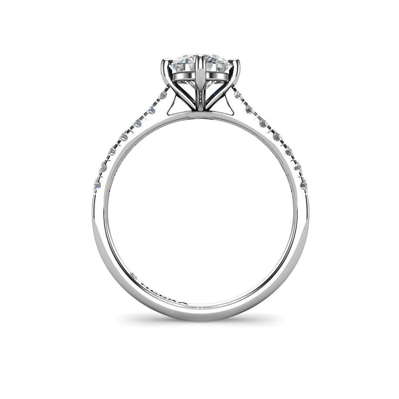 FILOMENA - Round Brilliant Engagement Ring with Diamond Shoulders in Platinum - HEERA DIAMONDS