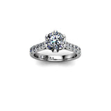 LEIRE -  Round Brilliant Engagement Ring with Diamond Shoulders in Platinum - HEERA DIAMONDS