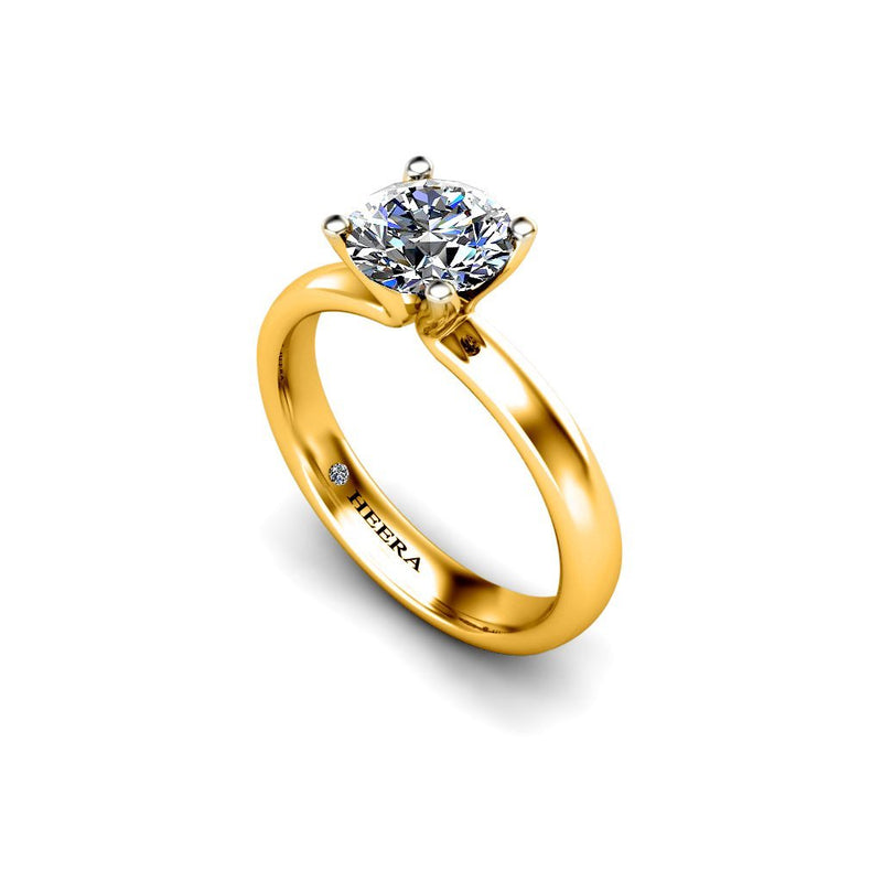 KEANNA - Round Brilliant Solitaire Engagement Ring in Yellow Gold - HEERA DIAMONDS